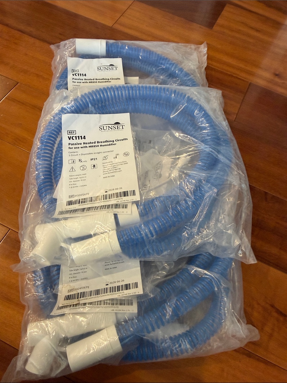 (3) SUNSET Passive Heated Breathing Circuits Hose for MR850 NEW